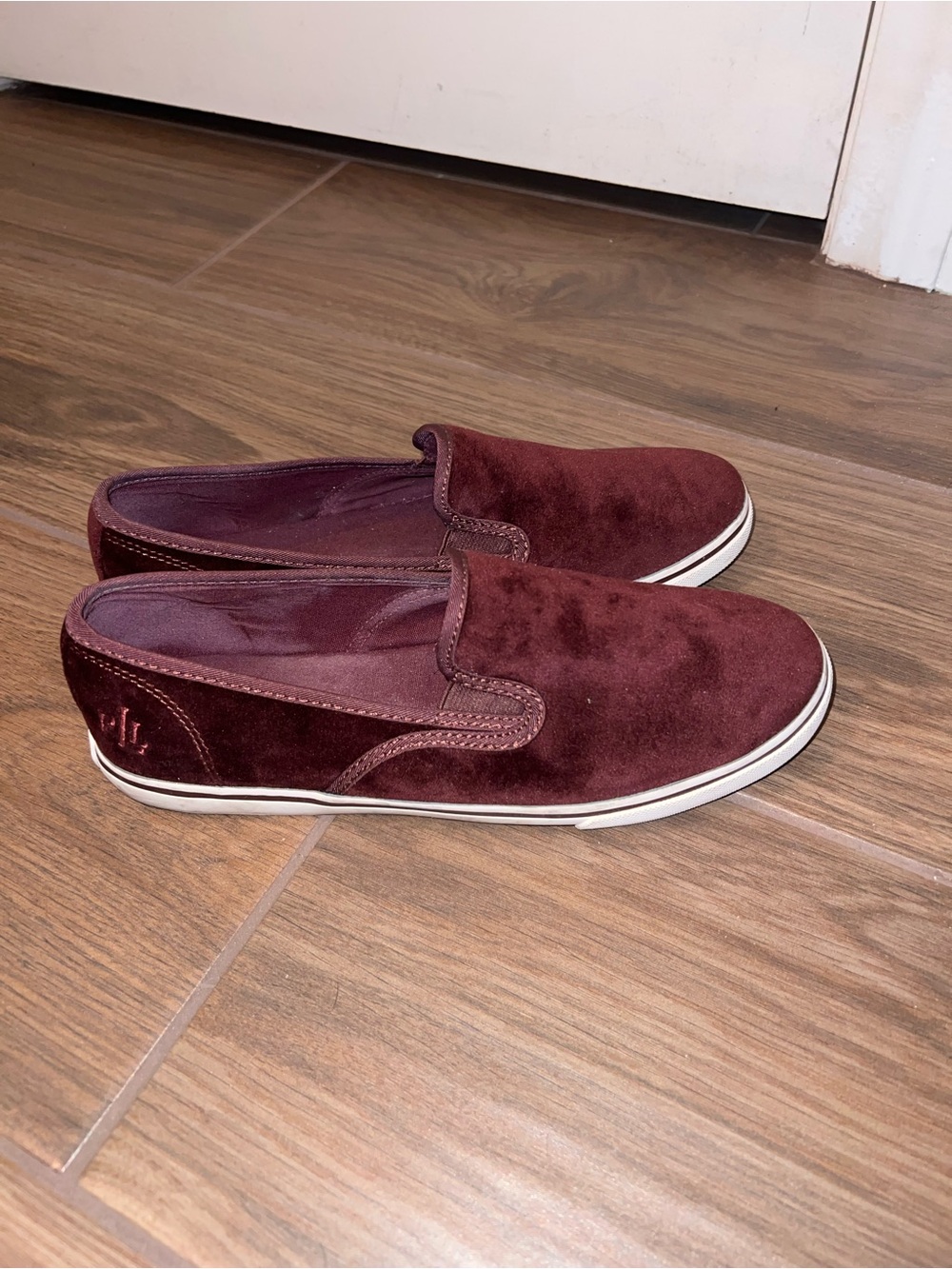 Lauren Ralph Lauren womens Burgundy Suede Slip-On Loafers - Picture 3 of 6